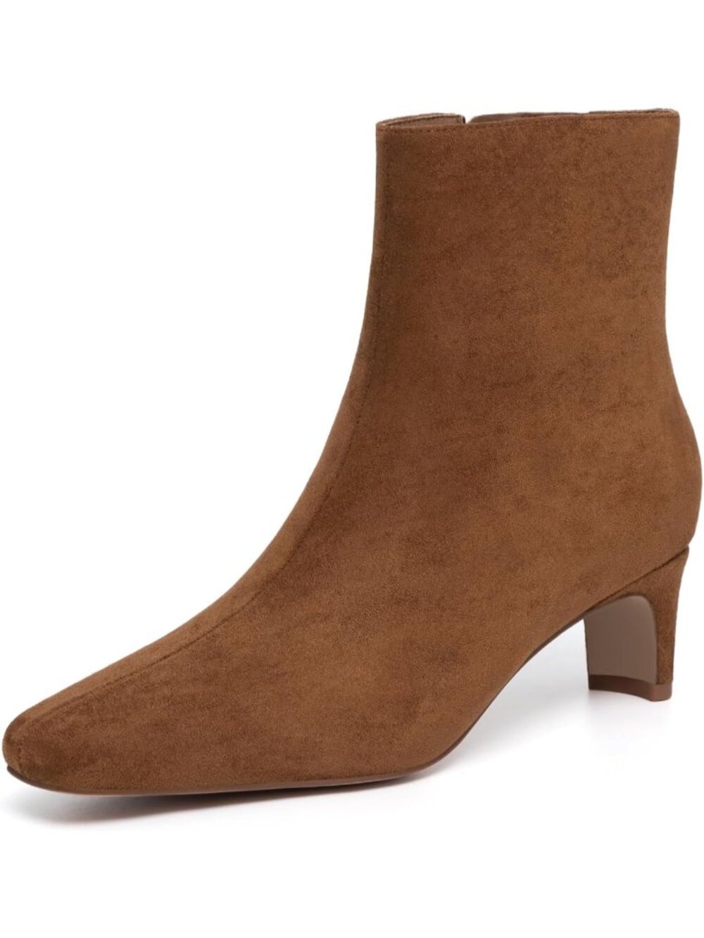 Women's Brown Suede Square Toe Chunky Heel Ankle Boots Round Toe Low Heels